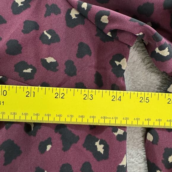 Susan Graver Top Womens 1XP Burgundy Cheetah Print Shirt Button Up Long Sleeve - Picture 9 of 13